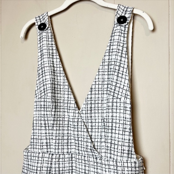 eShakti Lurex Boucle Tweed Pinafore Dress Medium 10 white black jumper midi - Picture 3 of 14